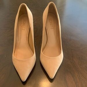 SCHUTZ Women's Beige Suede Heels